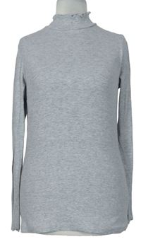 Dámske sivé rebrované tričko so stojačikom F&F