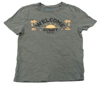 Sivé tričko s nápisom a palmami Primark