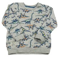 Svetlosivá mikina s dinosaurami zn. nutmeg