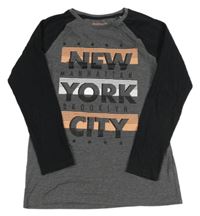 Šedo-černé triko s nápisem Manguun