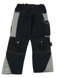 Černo-šedé riflové pracovní kalhoty 