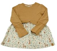 Béžovo-smotanové šaty s obrázkami