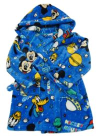Modrý chlpatý župan s Mickey Mousem a kapucňou Disney