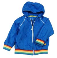 Safírovo-barevná šusťáková jarní bunda s kapucí