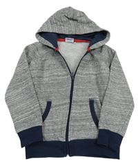 Šedá melírovaná propínací mikina s 3D nápisem a kapucí Primigi