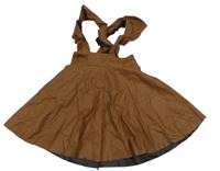 Hnedá koženková sukňa s trakami