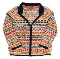 Bielo-farebná vzorovaná fleecová prepínaci mikina