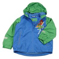 Modro-zelená šusťáková jarní bunda s PJ mask a kapucí 
