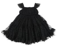 Čierne tylové šaty s bodkami