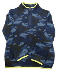 Modro-šedo-černá army vzorovaná fleecová mikina M&S