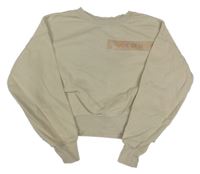 Béžová crop mikina s nápisom H&M