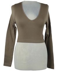 Dámské hnědé žebrované sportovní crop triko Primark