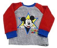 Červeno-sivá chlpatá pyžamová mikina s Mickeym Disney