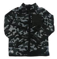Černo-šedá army fleecová mikina s kapsou F&F