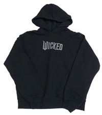 Čierna crop mikina s nápisem z cvočků a kapucňou H&M