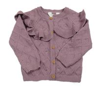 Fialový prepínaci sveter s volánikom a kvietkami Primark