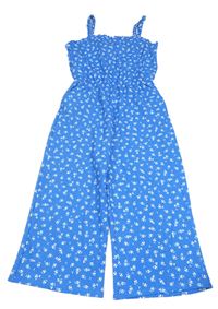 Modrý květovaný vzorovaný kalhotový culottes overal PRIMARK