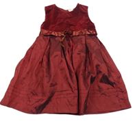 Rubínové sametovo/šusťákové slavnostní šaty s mašlí