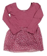 Tmavoružové bavlnené cvičobné body s tylovou sukní Kiki&Koko