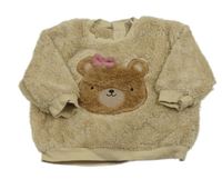 Béžová chlpatá mikina s medvedíkom Next