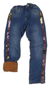 Modré podšité rifle s flitrami Dopodopo