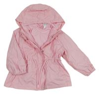 Svetloružová šušťáková jarná parka s Minnií a kapucňou Disney