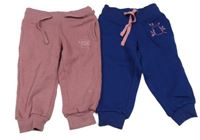 2x tepláky s potiskem - tmavomodré + růžové Pocopiano