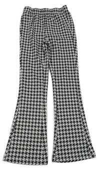 Černo-šedé vzorované flare kalhoty Y.F.K.