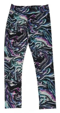 Černo-růžovo-bílé vzorované sportovní legíny Next