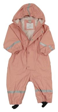 Světlerůžová nepromokavá kombinéza s kapucí