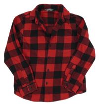 Červeno-černá kostkovaná flanelová košile Primark