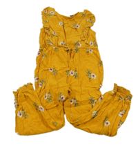 Pomerančový nohavicový overal s kvietkami Primark