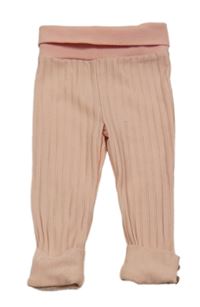 Svetloružové rebrované legíny s gombíkmi