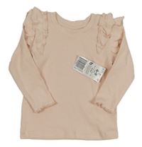 Nové - meruňkové žebrované triko s volánky Matalan