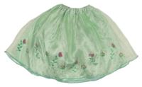 Svetlozelená organzová sukňa s kvetmi