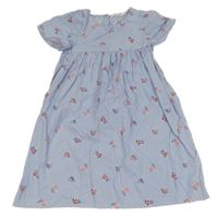 Světlemodro-biele pruhované šaty s kvietkami H&M