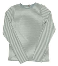 Světlemodrošedo-biele pruhované rebrované tričko ONLY