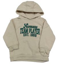 Béžová mikina s nápisom a kapucňou F&F