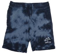 Tmavomodré batikované teplákové kraťasy so surfom H&M