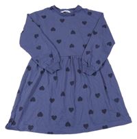 Tmavomodré teplákové šaty so srdiečkami H&M