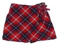 Červeno-tmavomodrá károvaná skort sukňa s mašlou M&S