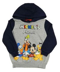 Šedo-tmavomodrá mikina s Mickeym a kapucí Disney