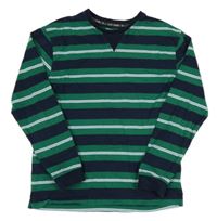 Zeleno-tmavomodré pruhované triko Primark 
