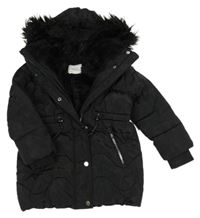Černá šusťáková zimní parka s kapucí Next 