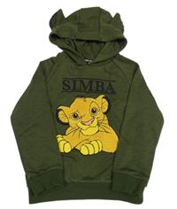 Olivová melírovaná mikina so Simbou a kapucňou Disney
