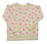 Smetanovo-ružová srdiečkovaná mikina zn. Dunnes