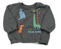 Šedá oversize mikina s dinosaury Primark