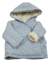 Světlemodrý bavlněný zateplený kabátek s kapucňou Next