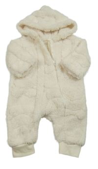 Smotanová chlpatá kombinéza s kapucňou Shein