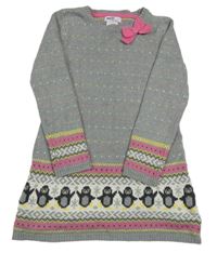 Sivé svetrové šaty so vzorom Bopster